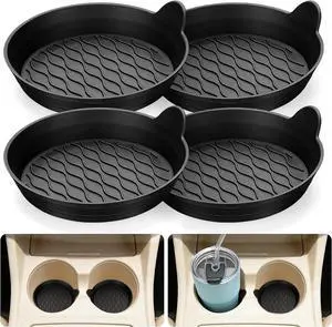 Car Coasters for Cup Holders, Universal Non-Slip Coasters Set of 4 Pack, Black Silicone Car Accessories Interior for Car Truck Cup Holder Car Coasters for Cup Holders, Universal Non-Slip Coasters Set of 4 Pack, Black Silicone Car Accessories Interior for Car Truck Cup Holder