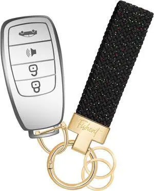 Fishent Stretchy Car Keychain, Nylon Braided Cool Key Chain for Women Men, Universal Key Fob Holder with 3 Keyrings, Anti-Lost D-Ring, Car Accessories, Starry Night Fishent Stretchy Car Keychain, Nylon Braided Cool Key Chain for Women Men, Universal Key Fob Holder with 3 Keyrings, Anti-Lost D-Ring, Car Accessories, Starry Night