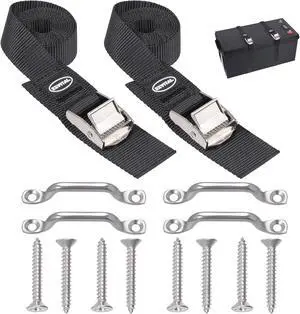 EXVITAL Battery Tie Down Strap Hold Down Kit, 1" x 48" Cooler Tie Down Kit with Non-Rusting Cam Buckle, Stainless Steel Bracket & SS Screws for RV Battery,Luggage Belt (2 Pack) EXVITAL Battery Tie Down Strap Hold Down Kit, 1" x 48" Cooler Tie Down Kit with Non-Rusting Cam Buckle, Stainless Steel Bracket & SS Screws for RV Battery,Luggage Belt (2 Pack)