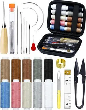 Upholstery Repair Sewing Kit, Heavy Duty Sewing Kit with Sewing Awl, 47PCS | Sewing Kit, Large-Eye Needles, Sewing Awl, Seam Ripper, Sewing Thread, Upholstery Repair, Leather Craft,DIY Crafts, Travel Upholstery Repair Sewing Kit, Heavy Duty Sewing Kit with Sewing Awl, 47PCS | Sewing Kit, Large-Eye Needles, Sewing Awl, Seam Ripper, Sewing Thread, Upholstery Repair, Leather Craft,DIY Crafts, Travel