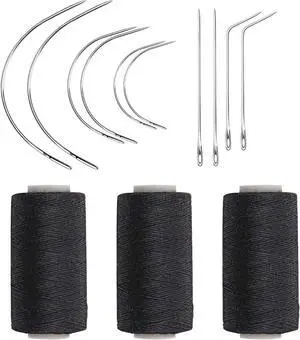 Ryalan Weaving Needle Combo Deal Black Thread with 10pcs Needle for Making Wig Sewing Hair Weft Hair Weave Extension, Big Medium and Small C J Shape Curved Needle I Needle (3 Thread Black + 10 Needle) Ryalan Weaving Needle Combo Deal Black Thread with 10pcs Needle for Making Wig Sewing Hair Weft Hair Weave Extension, Big Medium and Small C J Shape Curved Needle I Needle (3 Thread Black + 10 Needle)