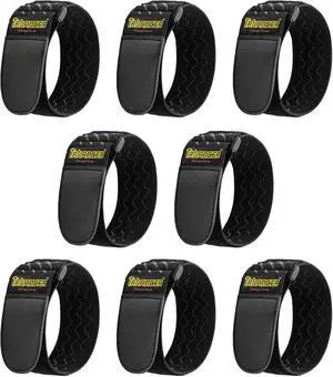 Trilancer Elastic Cinch Straps with Anti-Slip Strips, 12'' x 2'' (8 Pack) | Heavy Duty Multipurpose Hook and Loop Straps for Extension Cords, Cables, Ropes, Hoses, Bikes, Pant Garters Trilancer Elastic Cinch Straps with Anti-Slip Strips, 12'' x 2'' (8 Pack) | Heavy Duty Multipurpose Hook and Loop Straps for Extension Cords, Cables, Ropes, Hoses, Bikes, Pant Garters