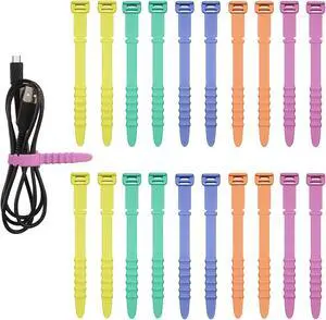 20pcs Silicone Cable Ties, Cord Organizer Straps Reusable Zip Ties Elastic Cord Management for Headphones Phone Charging Wire USB Home Office Table Organization (Yellow, Green, Pink, Orange, Blue) 20pcs Silicone Cable Ties, Cord Organizer Straps Reusable Zip Ties Elastic Cord Management for Headphones Phone Charging Wire USB Home Office Table Organization (Yellow, Green, Pink, Orange, Blue)