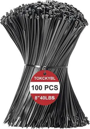 8 Inch Zip Ties (100 Pack) Heavy Duty 40lbs Tensile Strength, UV Resistant Black Cable Ties for Indoor & Outdoor Use, Durable Nylon Wire Ties for Organizing Cables, Garden, Garage, and More 8 Inch Zip Ties (100 Pack) Heavy Duty 40lbs Tensile Strength, UV Resistant Black Cable Ties for Indoor & Outdoor Use, Durable Nylon Wire Ties for Organizing Cables, Garden, Garage, and More