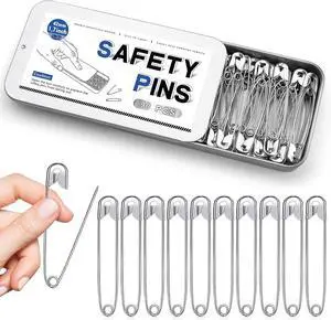 Jmuiiu 1.7 Inch/90Pcs Safety Pins, Durable Clothes Pins | Metal Box Packaging Safety Pins for Clothes Sewing, Arts Craft Jmuiiu 1.7 Inch/90Pcs Safety Pins, Durable Clothes Pins | Metal Box Packaging Safety Pins for Clothes Sewing, Arts Craft
