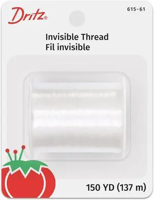 Dritz Invisible Thread, 150 Yards Clear Thread | Blends Seamlessly with Any Fabric for Quilting, Appliqués, Crafts & Garments, 1 Roll, Clear Dritz Invisible Thread, 150 Yards Clear Thread | Blends Seamlessly with Any Fabric for Quilting, Appliqués, Crafts & Garments, 1 Roll, Clear