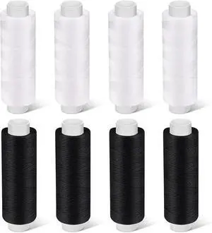 Bupete 8 Rolls Sewing Thread 200 Yards Each Roll Thread for Sewing Machine | Polyester Threads, White Blaack Sewing Threads for Sewing Machine, Embroidery, Hand Stitching Bupete 8 Rolls Sewing Thread 200 Yards Each Roll Thread for Sewing Machine | Polyester Threads, White Blaack Sewing Threads for Sewing Machine, Embroidery, Hand Stitching