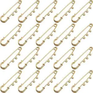 20 Pcs Heavy Duty Safety Pins, 2 Inch Gold | Metal, Decorative Brooch Clasp, 3 Loops, DIY Crafts Jewelry Making, Sewing Clothes Blankets Skirts Kilts Knitted Fabric 20 Pcs Heavy Duty Safety Pins, 2 Inch Gold | Metal, Decorative Brooch Clasp, 3 Loops, DIY Crafts Jewelry Making, Sewing Clothes Blankets Skirts Kilts Knitted Fabric
