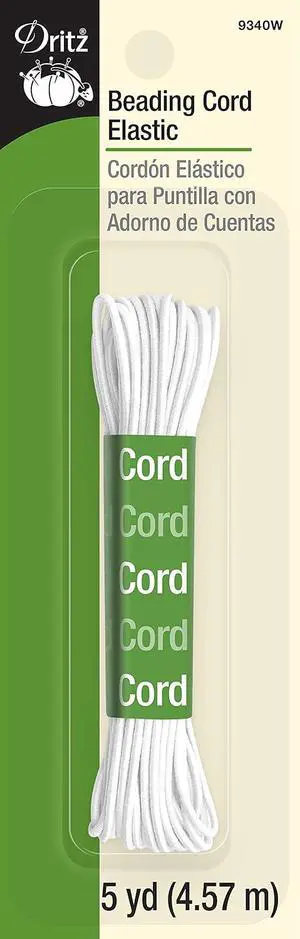 Dritz 9340W Beading Cord Elastic, White, 1/16-Inch by 5-Yard Dritz 9340W Beading Cord Elastic, White, 1/16-Inch by 5-Yard