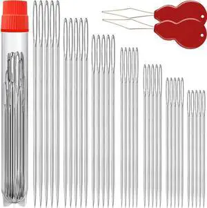 35/70 Pack Premium Large Eye Needles for Hand Sewing with Needle Threaders, Assorted Sizes, Embroidery Needles for Hand Sewing, Sewing Needles Large Eye, Big Eye Needle 35/70 Pack Premium Large Eye Needles for Hand Sewing with Needle Threaders, Assorted Sizes, Embroidery Needles for Hand Sewing, Sewing Needles Large Eye, Big Eye Needle
