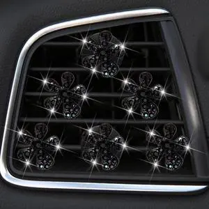 6 Pcs Black Daisy Air Vent Clips, Cute Flower Car Air Fresheners Vents Clips Diamond Vent Clip Car Interior Decor Charm Bling Accessories Decoration for Women 6 Pcs Black Daisy Air Vent Clips, Cute Flower Car Air Fresheners Vents Clips Diamond Vent Clip Car Interior Decor Charm Bling Accessories Decoration for Women
