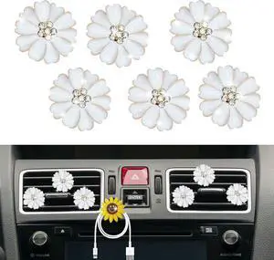Daisy Air Vent Clips - 6 Pcs Cute Flower Car Air Fresheners Vents Clips Glam Car Interior Decor Charm Accessories for Women (White)+ Mask Hook Daisy Air Vent Clips - 6 Pcs Cute Flower Car Air Fresheners Vents Clips Glam Car Interior Decor Charm Accessories for Women (White)+ Mask Hook