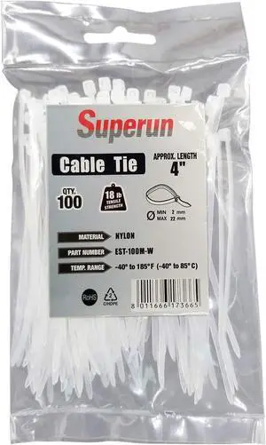 Superun Clear Zip Ties 4 Inch 18 Lbs White Cable Ties 100 Pack | Self-locking,Width 0.1",Max Bundle Diameter 0.86",Industrial Grade,fireproof,Heavy duty,For indoor and outdoor Superun Clear Zip Ties 4 Inch 18 Lbs White Cable Ties 100 Pack | Self-locking,Width 0.1",Max Bundle Diameter 0.86",Industrial Grade,fireproof,Heavy duty,For indoor and outdoor