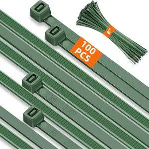 PA66 8 Inch Green Zip Ties 100 Pack Heavy Duty Plastic Wire Ties | 3.6 MM Wide, 45lb Strength, UV Resistant, Self-locking Nylon Cable Ties for Garden Plants Floral Arrangements Holiday Lights PA66 8 Inch Green Zip Ties 100 Pack Heavy Duty Plastic Wire Ties | 3.6 MM Wide, 45lb Strength, UV Resistant, Self-locking Nylon Cable Ties for Garden Plants Floral Arrangements Holiday Lights