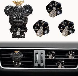 Black Daisy & Bear Air Vent Clips, 4 Pcs Bling Flower Car Air Fresheners Diamond Car Diffuser Car Interior Decor Charm Cute Car Accessories Car Decoration for Women + Cute Butterfly Mask Hook Black Daisy & Bear Air Vent Clips, 4 Pcs Bling Flower Car Air Fresheners Diamond Car Diffuser Car Interior Decor Charm Cute Car Accessories Car Decoration for Women + Cute Butterfly Mask Hook