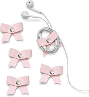 SenseAGE 5 Pack Cord Organizer, Bow Cord Keeper, Cable Organizer USB Holder, Leather Cable Management, Cable Straps, Earphone Winder, Storage Straps for Electronics, Earbuds, Small, Pink SenseAGE 5 Pack Cord Organizer, Bow Cord Keeper, Cable Organizer USB Holder, Leather Cable Management, Cable Straps, Earphone Winder, Storage Straps for Electronics, Earbuds, Small, Pink