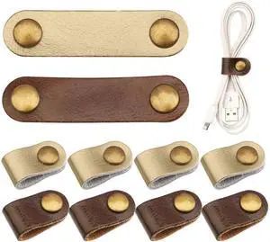 10 Pcs Cord Organizer Stocking Stuffers for Men | Portable Leather Cable Cord, USB Straps, Earphone Winder with Leather Handmade, Brown&white 10 Pcs Cord Organizer Stocking Stuffers for Men | Portable Leather Cable Cord, USB Straps, Earphone Winder with Leather Handmade, Brown&white