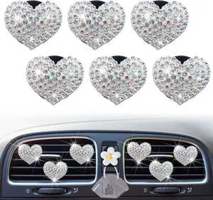 Bling Heart Air Vent Clips, 6 Pcs Silver Heart Cars Air Fresheners Vent Clips Car Diffuser Vent Clip Diamond Car Decoration Cars Interior Decor Cute Car Accessories for Women Girls + Flower Mask Hook Bling Heart Air Vent Clips, 6 Pcs Silver Heart Cars Air Fresheners Vent Clips Car Diffuser Vent Clip Diamond Car Decoration Cars Interior Decor Cute Car Accessories for Women Girls + Flower Mask Hook