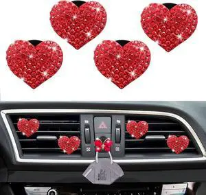 5 Pcs Bling Red Lips Air Vent Clips, Heart Shape Crystal Car Air Vent Clip Charms Car Air Fresheners for Women Rhinestone Diffuser Vent Clip Cute Car Decor Bling Car Accessories for Women (Red hearts) 5 Pcs Bling Red Lips Air Vent Clips, Heart Shape Crystal Car Air Vent Clip Charms Car Air Fresheners for Women Rhinestone Diffuser Vent Clip Cute Car Decor Bling Car Accessories for Women (Red hearts)