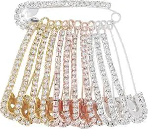 12PCS Rhinestone Safety Pins for Clothes Women - Tighten Jeans Waist, Fix Clothing No Sewing, Decorative Brooch Pins for Hats Bags Shawl 12PCS Rhinestone Safety Pins for Clothes Women - Tighten Jeans Waist, Fix Clothing No Sewing, Decorative Brooch Pins for Hats Bags Shawl