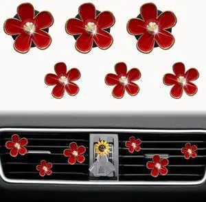 6 Pcs Red Cute Daisy Air Vent Clips, Flower Outlet Clip Car Air Fresheners with Mask Hook, for Car Interior Decoration Accessories Decor Charm Bling Car Accessories Decoration for Women 6 Pcs Red Cute Daisy Air Vent Clips, Flower Outlet Clip Car Air Fresheners with Mask Hook, for Car Interior Decoration Accessories Decor Charm Bling Car Accessories Decoration for Women