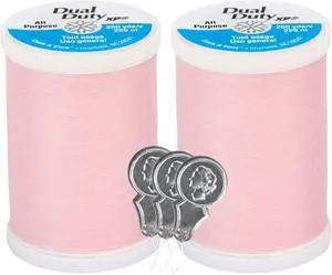 Coats & Clark Dual Duty XP All Purpose Sewing Thread - S910 2 Pack - 250 Yards Each Spool - Bundle with Bella's Crafts Needle Threaders (Light Pink) Coats & Clark Dual Duty XP All Purpose Sewing Thread - S910 2 Pack - 250 Yards Each Spool - Bundle with Bella's Crafts Needle Threaders (Light Pink)