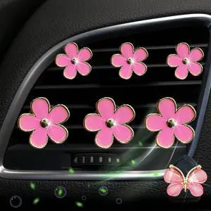 6 Pcs Pink Daisy Car Decoration Flower Air Vent Clip Air Conditioning Outlet Clip Air Freshener Clip Car Interior Decor Charm Colorful Interior Accessories for Girls Women + Pink Butterfly Hook 6 Pcs Pink Daisy Car Decoration Flower Air Vent Clip Air Conditioning Outlet Clip Air Freshener Clip Car Interior Decor Charm Colorful Interior Accessories for Girls Women + Pink Butterfly Hook