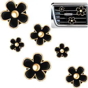 Frienda Daisy Flower Car Air Vent Clips,Black,2.5/3 /3.3 Cm | Cute Aesthetic Dashboard Accessories, Clip-on Fits AC Vents, Floral Charm Decor for Vehicle Interior Styling Frienda Daisy Flower Car Air Vent Clips,Black,2.5/3 /3.3 Cm | Cute Aesthetic Dashboard Accessories, Clip-on Fits AC Vents, Floral Charm Decor for Vehicle Interior Styling