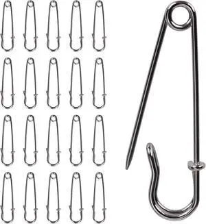 20 Pack of 2-Inch Heavy-Duty Steel Safety Pins Ideal for Blankets, Clothing, Crafts, and Canvas Work Silver Finish 20 Pack of 2-Inch Heavy-Duty Steel Safety Pins Ideal for Blankets, Clothing, Crafts, and Canvas Work Silver Finish