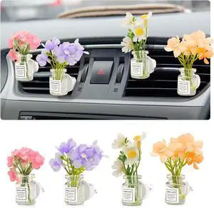 CusDusk 4 Pack Flowers Car Vent Clips, Interior Flower Decorations | Cute Daisy Plants Vase Air Conditioning Outlet Clip with Fragrance Pads, Charm Scent Perfume Automotive Aesthetic for Women CusDusk 4 Pack Flowers Car Vent Clips, Interior Flower Decorations | Cute Daisy Plants Vase Air Conditioning Outlet Clip with Fragrance Pads, Charm Scent Perfume Automotive Aesthetic for Women