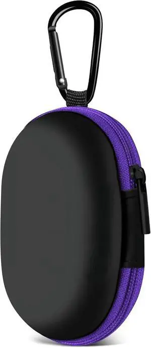 1 Pack Oval Earbud Case Storage Bag with Carabiner, Purple | Portable EVA Carrying Case, For Wired/Wireless Headphones, SD Card Storage, Camera Chip 1 Pack Oval Earbud Case Storage Bag with Carabiner, Purple | Portable EVA Carrying Case, For Wired/Wireless Headphones, SD Card Storage, Camera Chip