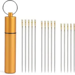 GarfxG Self Threading Needles 15pcs Easy Threading Steel Hand Sewing Needle | Large Eye Sharp Self Threading Embroidery Needles for Hand Sewing, Metal Tube Storage, Blind Handmade Sewing Accessories GarfxG Self Threading Needles 15pcs Easy Threading Steel Hand Sewing Needle | Large Eye Sharp Self Threading Embroidery Needles for Hand Sewing, Metal Tube Storage, Blind Handmade Sewing Accessories