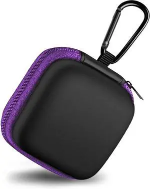 Square Earbud Case Portable EVA Carrying Case Storage Bag Cell Phone Accessories Organizer with Carabiner for Earphone, Earbud, Earpieces, SD Memory Card, Camera Chips, Tech Pouch, Purple Square Earbud Case Portable EVA Carrying Case Storage Bag Cell Phone Accessories Organizer with Carabiner for Earphone, Earbud, Earpieces, SD Memory Card, Camera Chips, Tech Pouch, Purple