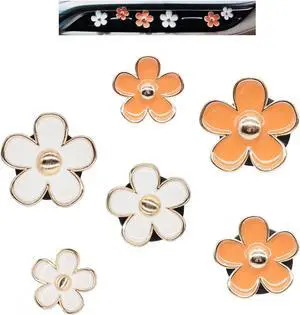 ORIESSE 6pcs White Orange Daisy Flower Air Vent Clips Car Air Fresheners | Cute Daisy Car Decor Girly Car Accessories for Women Sparkle 3.3cm/3cm/2.5cm Flower Car Vent Clips Refillable Diffuser ORIESSE 6pcs White Orange Daisy Flower Air Vent Clips Car Air Fresheners | Cute Daisy Car Decor Girly Car Accessories for Women Sparkle 3.3cm/3cm/2.5cm Flower Car Vent Clips Refillable Diffuser