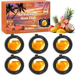 Car Air Freshener Vent Clips, Hawaiian, 6 Pack, Long Lasting Up to 180 Days | 4 mL Each, For Men & Women, Car Fragrance Accessories Car Air Freshener Vent Clips, Hawaiian, 6 Pack, Long Lasting Up to 180 Days | 4 mL Each, For Men & Women, Car Fragrance Accessories