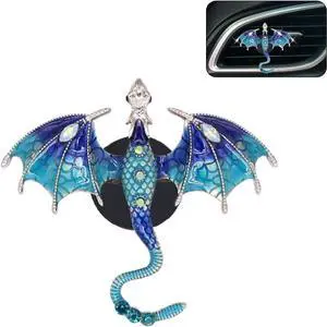 ORIESSE Bling Dragon Car Air Freshener Vent Clip,Goth Car Accessories | 1pc Rhinestone Blue Dragon Car Decor,Cute Air Vent Clip Dashboard Decoration Accessory,Refillable Animal Diffuser ORIESSE Bling Dragon Car Air Freshener Vent Clip,Goth Car Accessories | 1pc Rhinestone Blue Dragon Car Decor,Cute Air Vent Clip Dashboard Decoration Accessory,Refillable Animal Diffuser