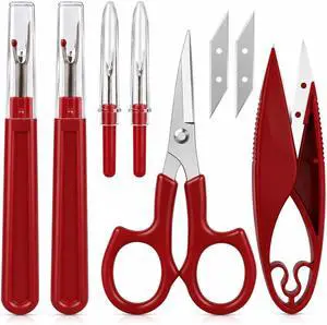Sewing Seam Ripper Tool,Stitch Remover and Thread Cutter with 2Big+2Small Seam Rippers,1 Pack Thread Snips,1Pack 5Scissor Sewing Seam Ripper Tool,Stitch Remover and Thread Cutter with 2Big+2Small Seam Rippers,1 Pack Thread Snips,1Pack 5Scissor
