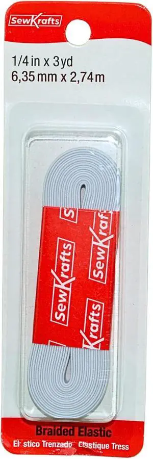 SewKrafts Braided Elastic for Sewing, 1/4 Inch x 3 Yards, White, Soft & Stretchy Elastic for Scrunchies, Necklines, Waistbands, Leg Bands & Swimwear - Durable Stretch Strap SewKrafts Braided Elastic for Sewing, 1/4 Inch x 3 Yards, White, Soft & Stretchy Elastic for Scrunchies, Necklines, Waistbands, Leg Bands & Swimwear - Durable Stretch Strap