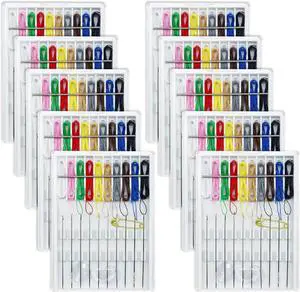 Yasdyri 10 Boxes Quick Fix Sewing Kit with Needles and Thread Box | Mini Threaded Needle Kit Each Box with 10 Pieces Yasdyri 10 Boxes Quick Fix Sewing Kit with Needles and Thread Box | Mini Threaded Needle Kit Each Box with 10 Pieces