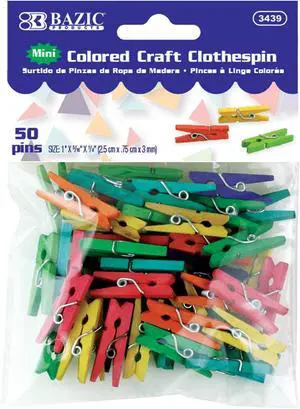 BAZIC Mini Colored Clothes Pin (50/Pack) BAZIC Mini Colored Clothes Pin (50/Pack)