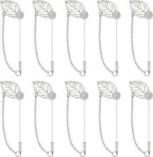 Honbay 10PCS Jewelry Making Leaf Tray Safety Pins with Chains, Metal Stick Pins, Blank Brooch Bases, Lapel Sticks, Scarf Badge, Suit Tie Hat Pins, Hijab Pins with Safety Caps (Silver) Honbay 10PCS Jewelry Making Leaf Tray Safety Pins with Chains, Metal Stick Pins, Blank Brooch Bases, Lapel Sticks, Scarf Badge, Suit Tie Hat Pins, Hijab Pins with Safety Caps (Silver)