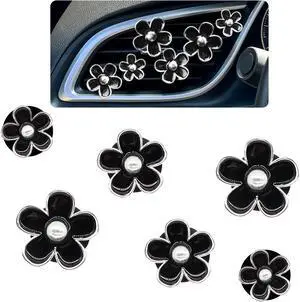 ORIESSE 6pcs Flower Car Air Freshener Vent Clips,Daisy Car Accessories | 3 Sizes Sparkly Black Silver Flowers Air Vent Clips,Car Decor for Women,Refillable Diffuser ORIESSE 6pcs Flower Car Air Freshener Vent Clips,Daisy Car Accessories | 3 Sizes Sparkly Black Silver Flowers Air Vent Clips,Car Decor for Women,Refillable Diffuser
