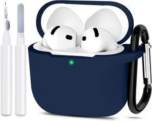 Compatible with AirPods 4 Case Cover, Protective Silicone Skin Accessories with Keychain for Women Men for Apple AirPods 4th Generation Case(2024), Front LED VisibleMidnight Blue Compatible with AirPods 4 Case Cover, Protective Silicone Skin Accessories with Keychain for Women Men for Apple AirPods 4th Generation Case(2024), Front LED VisibleMidnight Blue