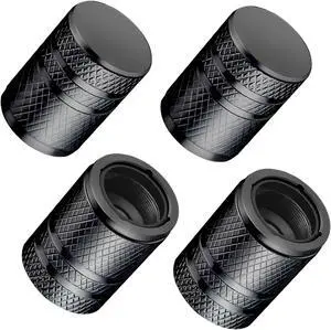 DESOUL Tire Valve Stem Caps Corrosion Resistant (4 Pack) - Black | Aluminum Air Caps with Plastic Liner | Leak-Proof | Universal Fit for Cars, Trucks, Motorcycles DESOUL Tire Valve Stem Caps Corrosion Resistant (4 Pack) - Black | Aluminum Air Caps with Plastic Liner | Leak-Proof | Universal Fit for Cars, Trucks, Motorcycles