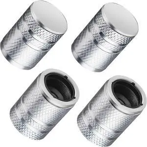 DESOUL Tire Valve Stem Caps Corrosion Resistant (4 Pack) - Silver | Aluminum Air Caps with Plastic Liner | Leak-Proof | Universal Fit for Cars, Trucks, Motorcycles DESOUL Tire Valve Stem Caps Corrosion Resistant (4 Pack) - Silver | Aluminum Air Caps with Plastic Liner | Leak-Proof | Universal Fit for Cars, Trucks, Motorcycles