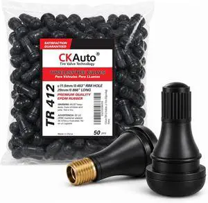 CKAuto TR412 Tubeless Rubber Snap-in Tire Valve Stems, Black, 5 Pcs/Bag | EPDM Rubber, for Standard .453" 11.5 mm Rim Holes, Compatible with Most Cars, SUVs, Light Trucks, and Trailers CKAuto TR412 Tubeless Rubber Snap-in Tire Valve Stems, Black, 5 Pcs/Bag | EPDM Rubber, for Standard .453" 11.5 mm Rim Holes, Compatible with Most Cars, SUVs, Light Trucks, and Trailers