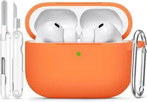 for AirPods Pro 3 Case (2025),Soft Silicone Protective Cover Compatible with Apple AirPods Pro 3rd Generation Case with Cleaning Kit for Women Men,Air pods Pro Accessories with Keychain,Orange for AirPods Pro 3 Case (2025),Soft Silicone Protective Cover Compatible with Apple AirPods Pro 3rd Generation Case with Cleaning Kit for Women Men,Air pods Pro Accessories with Keychain,Orange