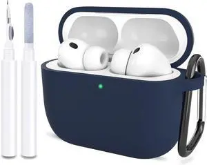 Compatible with AirPods Pro 3 Case, Protective Soft Silicone Cover with Keychain Cleaning Kit for Women Men for Apple AirPods Pro 3rd Generation(2025), Front LED Visible, Midnight Blue Compatible with AirPods Pro 3 Case, Protective Soft Silicone Cover with Keychain Cleaning Kit for Women Men for Apple AirPods Pro 3rd Generation(2025), Front LED Visible, Midnight Blue