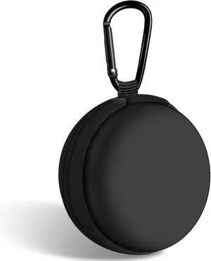 Round Earbud Case Portable EVA Carrying Case Storage Bag Cell Phone Accessories Organizer with Carabiner for Earphone, Earbud, Earpieces, SD Memory Card, Camera Chips,Black Round Earbud Case Portable EVA Carrying Case Storage Bag Cell Phone Accessories Organizer with Carabiner for Earphone, Earbud, Earpieces, SD Memory Card, Camera Chips,Black