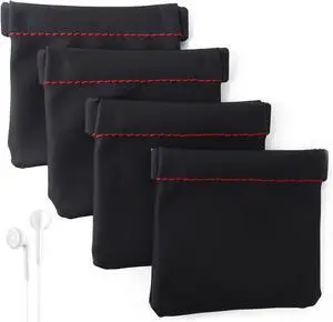 Honbay 4PCS PU Leather Earphone Pouch Headphone Storage Bag with Snap Spring Closure for Carrying or Storing Headphones Honbay 4PCS PU Leather Earphone Pouch Headphone Storage Bag with Snap Spring Closure for Carrying or Storing Headphones